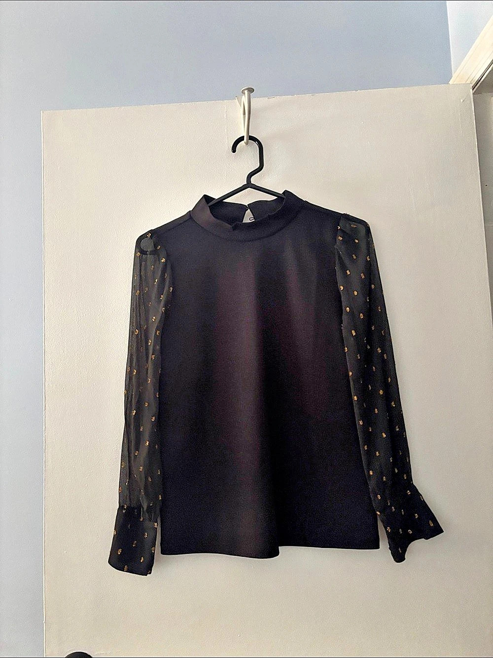 Black & Gold Polka Dot Blouse Like New